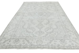 Antique Muted Beige Floral 6X9 Distressed Vintage Oriental Rug