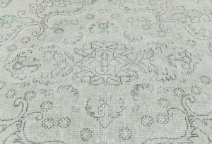 Antique Muted Cream Floral 10X13 Distressed Vintage Oriental Rug