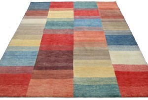 Multicolored Tribal 5X6 Gabbeh Modern Oriental Rug