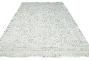 Antique Muted Beige Floral 6X10 Distressed Vintage Oriental Rug