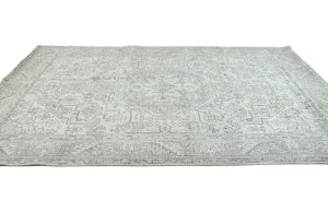Antique Muted Beige Floral 6X9 Distressed Vintage Oriental Rug