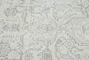 Antique Muted Beige Floral 7X10 Distressed Vintage Oriental Rug