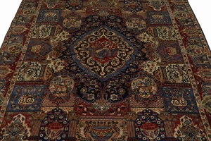 Semi Antique Navy Blue Pictorial 9'8X12'5 Kashmar Persian Rug