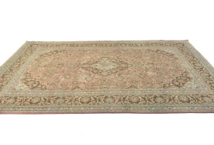 Semi Antique Muted Salmon Floral 6X9 Distressed Vintage Oriental Rug