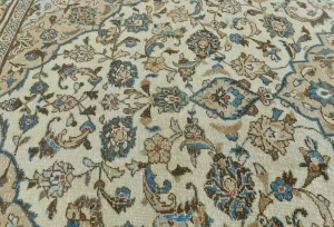 Semi Antique Muted Cream Floral 6X9 Distressed Vintage Oriental Rug