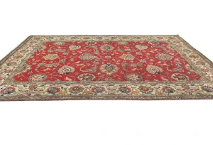 Semi Antique Red Floral 8X11 Distressed Vintage Oriental Rug