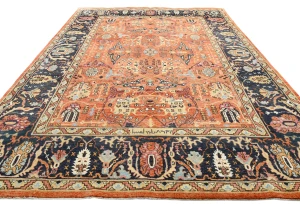 Orange Floral Tribal 9X12 Oushak Chobi Oriental Rug