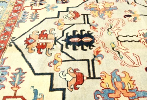 Cream Geometric Tribal 10X14 Heriz Serapi Oriental Rug