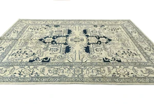 Greige Tribal Geometric 6X9 Heriz Serapi Oriental Rug