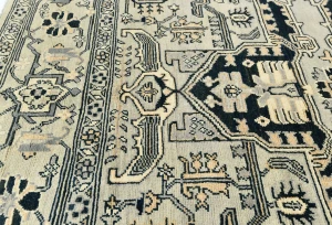 Greige Tribal Geometric 6X6 Heriz Serapi Oriental Square Rug