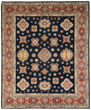 Navy Tribal Geometric 8X10 Kazak Pakistan Oriental Rug