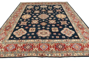 Navy Tribal Geometric 8X10 Kazak Pakistan Oriental Rug
