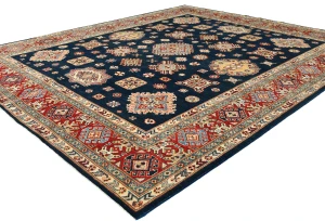 Navy Tribal Geometric 8X10 Kazak Pakistan Oriental Rug