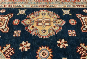 Navy Tribal Geometric 8X10 Kazak Pakistan Oriental Rug
