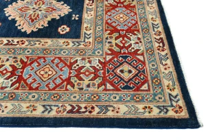 Navy Tribal Geometric 8X10 Kazak Pakistan Oriental Rug