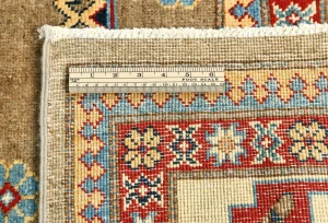 Muted Khaki Tribal Geometric 8X10 Kazak Pakistan Oriental Rug