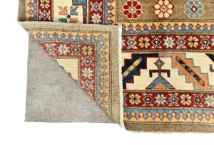 Muted Khaki Tribal Geometric 8X10 Kazak Pakistan Oriental Rug