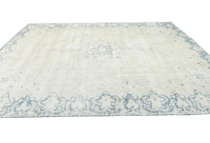 Antique Muted Beige Floral 8X11 Distressed Vintage Oriental Rug