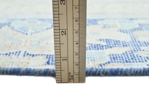 Antique Muted Blue Floral 8X11 Distressed Vintage Oriental Rug