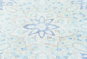 Antique Muted Blue Floral 8X11 Distressed Vintage Oriental Rug