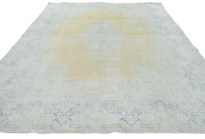 Antique Muted Gold Floral 9X12 Distressed Vintage Oriental Rug