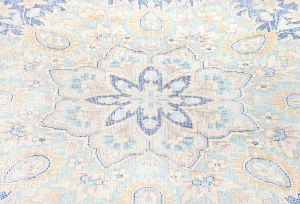 Antique Muted Blue Floral 10X13 Distressed Vintage Oriental Rug