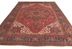 Red Floral 8x11 Distressed Vintage Oriental Rug