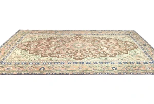Semi Antique Muted Brown Floral 6X10 Distressed Oriental Rug