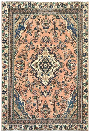 Semi Antique Muted Floral 6X9 Distressed Vintage Oriental Rug