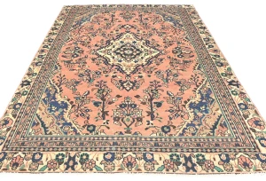 Semi Antique Muted Floral 6X9 Distressed Vintage Oriental Rug