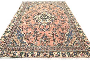 Semi Antique Muted Floral 6X9 Distressed Vintage Oriental Rug