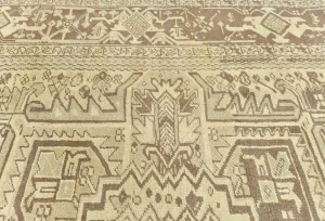 Semi Antique Muted Beige Floral 8X11 Distressed Vintage Oriental Rug
