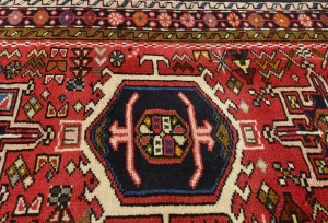 Vintage Red Geometric 2'3X9'8 Karajeh Persian Runner Rug