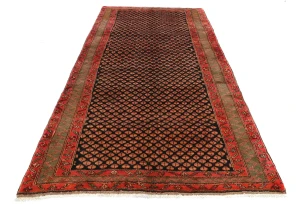 Vintage Plum Floral 4'7X9'5 Kashan Boteh Persian Rug