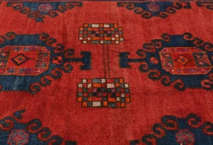 Vintage Red Geometric Tribal 4'4X7'7 Hamedan Persian Rug