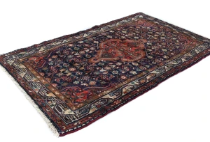 Vintage Purple-navy Floral Tribal 3X5'6 Hamedan Persian Rug