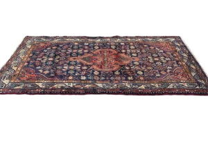 Vintage Purple-navy Floral Tribal 3X5'6 Hamedan Persian Rug