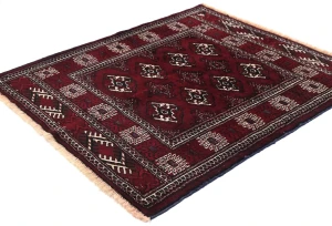 Maroon Red Tribal 3'2X3'8 Turkoman Persian Oriental Rug