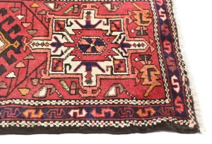 Vintage Red Geometric 2'5X12'0 Karajeh Persian Runner Rug