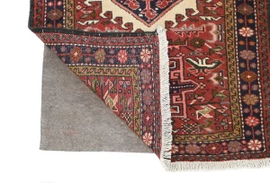 Vintage Red Geometric 2'5 X 9'9 Karajeh Persian Runner Rug