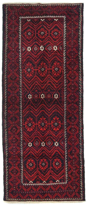 Vintage Red Tribal 4X10 Balouch Persian Runner Rug