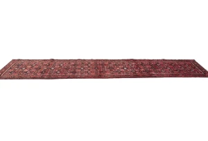 Vintage Red Tribal 3X13 Hossainabad Persian Runner Rug