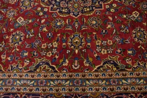 Vintage Red Traditional 10X15 Kashan Persian Rug