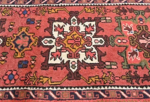 Vintage Red Geometric 2X6 Karajeh Persian Runner Rug