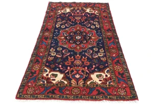 Vintage Purple-navy Floral Tribal 3X6 Hamedan Persian Rug