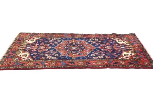 Vintage Purple-navy Floral Tribal 3X6 Hamedan Persian Rug