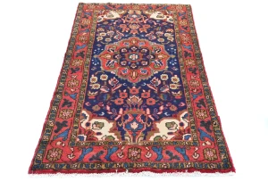 Vintage Purple-navy Floral Tribal 3X6 Hamedan Persian Rug