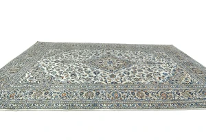 Vintage Cream Floral Traditional 10X14 Kashan Persian Rug