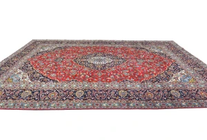 Vintage Red Floral Traditional 10X13 Kashan Persian Rug