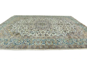 Semi Antique Cream Floral Traditional 12x16 Kashan Persian Oriental Rug